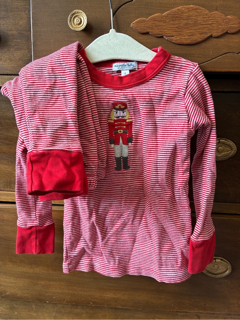 Magnolia Baby Red Stripe Nutcracker Kids Pajama Set